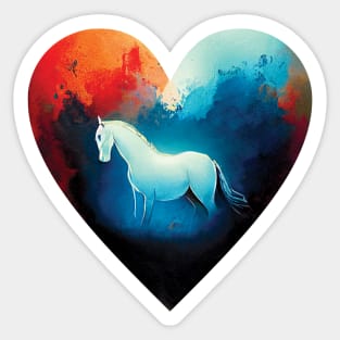 Colourful Horse In a Heart Shape in an abstract style Sticker